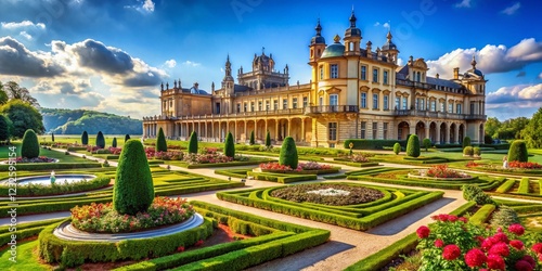 Majestic Spanish Palace: Royal Architecture & Gardens, Ample Copy Space photo