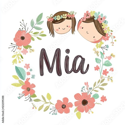 Wallpaper Mural Cute sticker with the name "Mia" on a white background Torontodigital.ca
