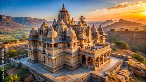 Majestic Trilokinath Vishnu Temple, Shamlaji, Gujarat: Drone View of Ancient Architecture photo