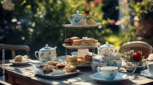 Elegant Afternoon Tea Party in a Sunlit Garden