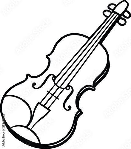 Coloring page Violin line art illustration