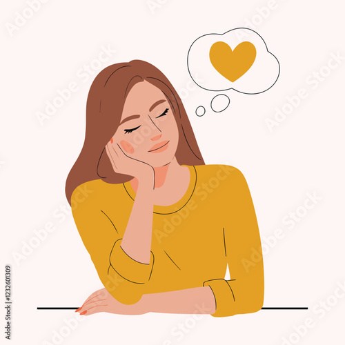 beautiful Woman Dreaming of Love, Woman Daydreaming of Affection Love, Woman Dreaming love valentine