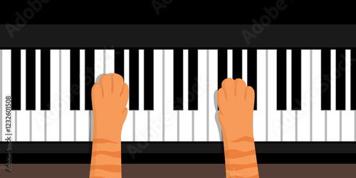 Funny cat playing the piano