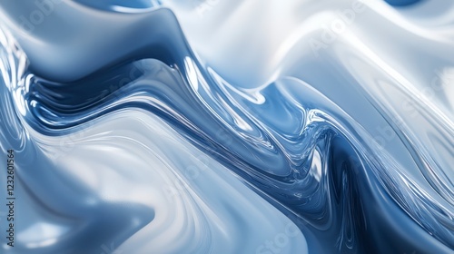 Fluid abstract patterns resembling marbled water, with shades of blue, white, and silver