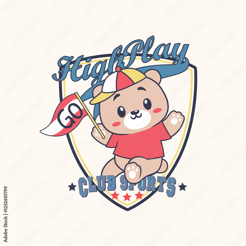 Sports club logo featuring a cute animal mascot in a modern and dynamic vector design.
