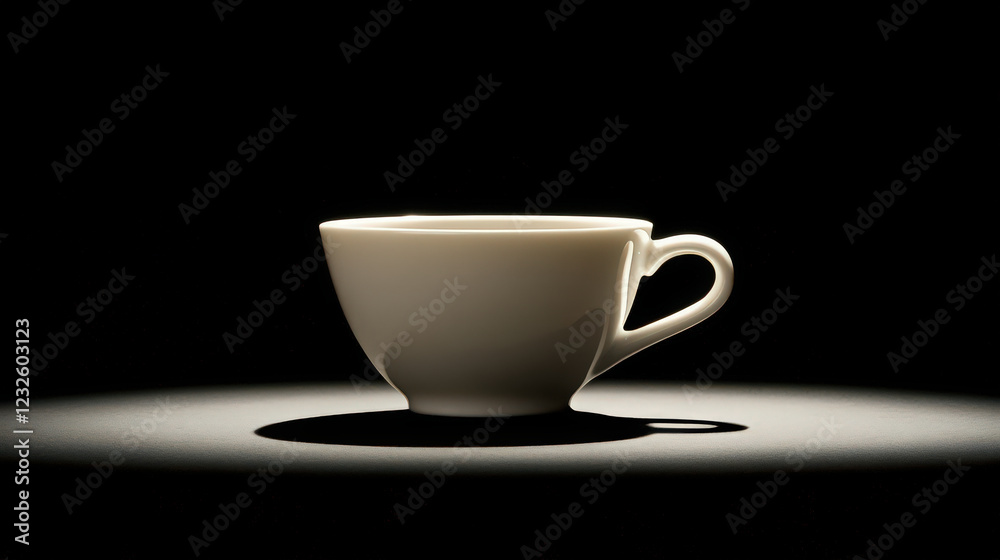 A clean, white cup of steaming coffee with a faint shadow beneath it A clean, white cup of steaming coffee with a faint shadow beneath it