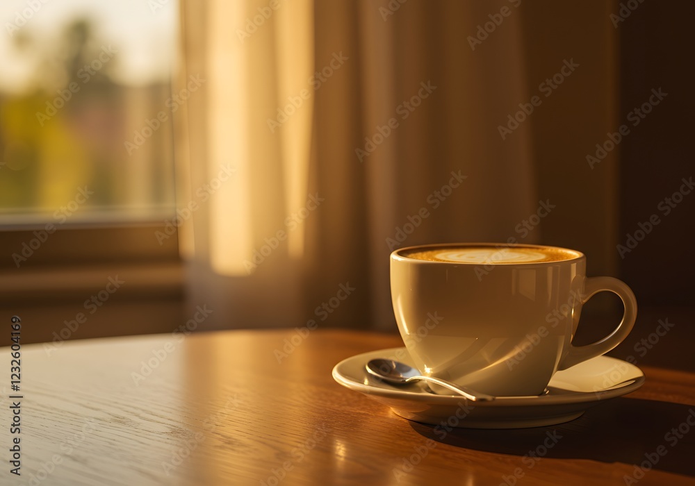 Warm Morning Latte by the Window Golden Hour Coffee Warm Morning Latte by the Window Golden Hour Coffee