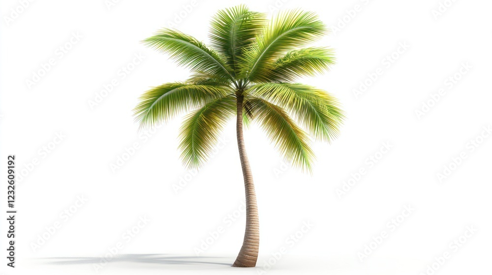 Obraz premium Tropical palm tree isolated on white background; travel, vacation