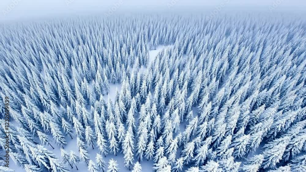 Aerial View Snow Covered Forest Winter Wonderland Drone Footage Aerial View Snow Covered Forest Winter Wonderland Drone Footage