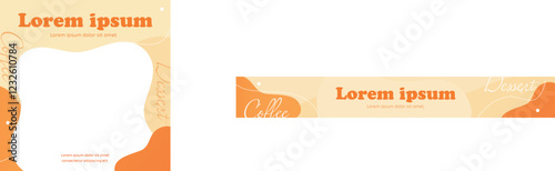 Web banner set templates for the cafe, orange color