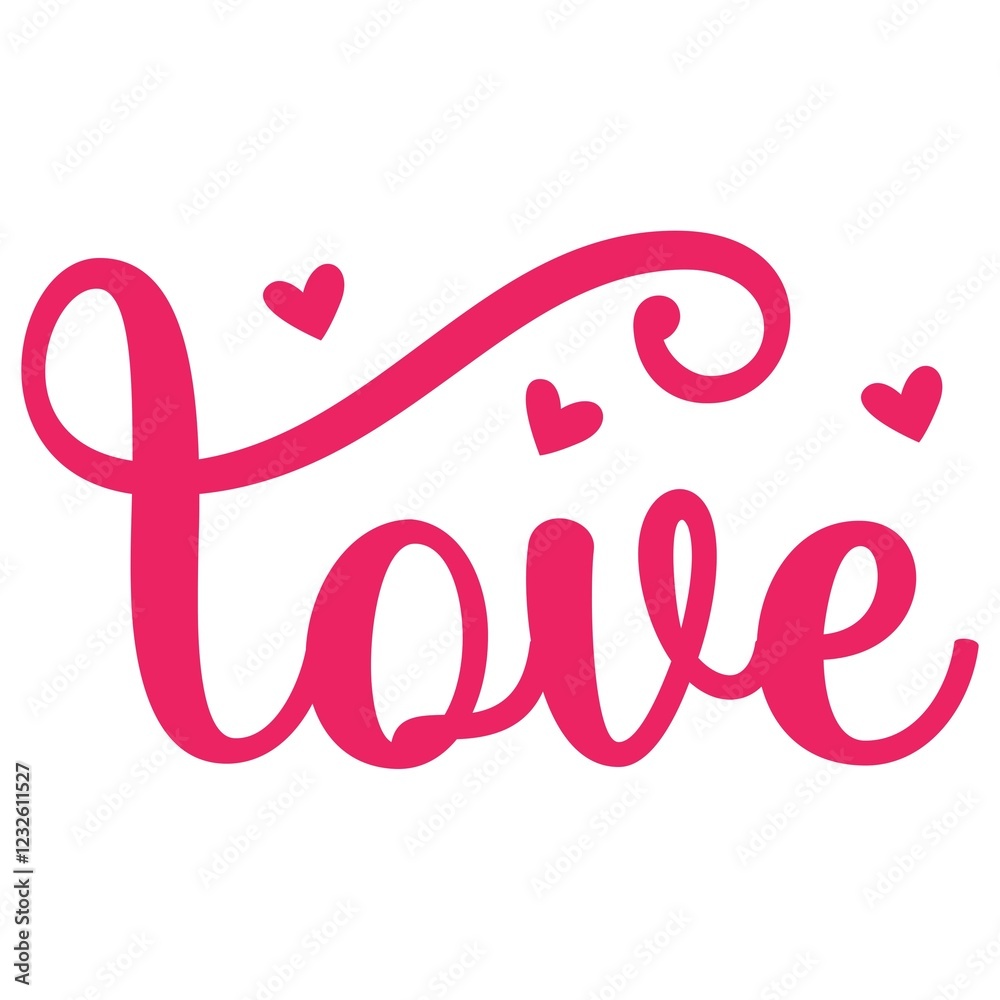 Love valentine typography design on plain white transparent isolated background for card, shirt, hoodie, sweatshirt, apparel, tag, mug, icon, poster or badge