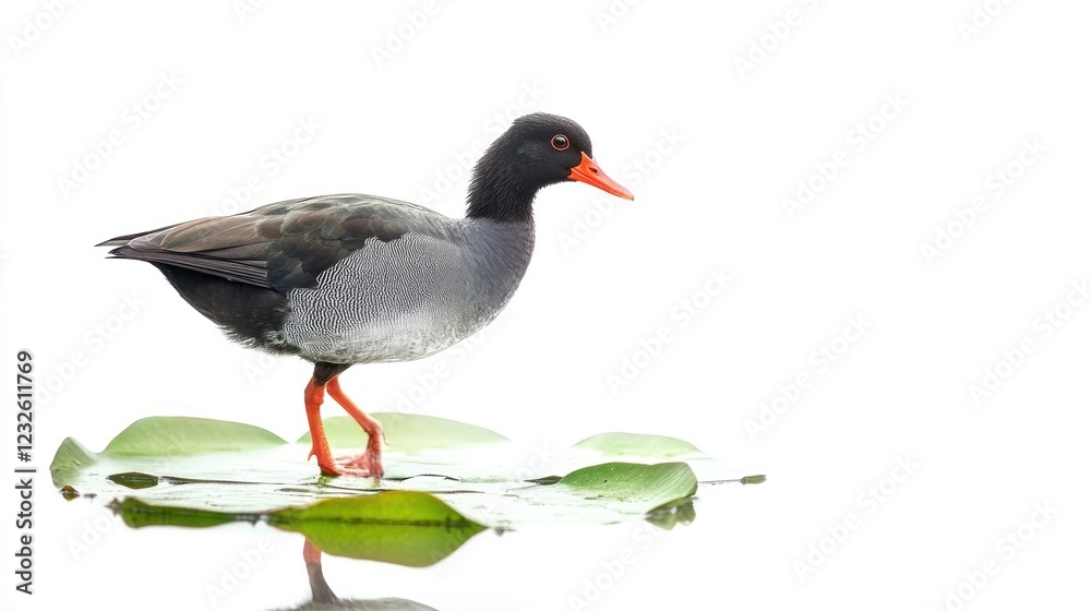 Duck on lily pad, water reflection, wildlife, nature Duck on lily pad, water reflection, wildlife, nature
