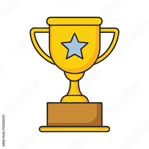 Golden trophy cup with a star vector illustration on a white background