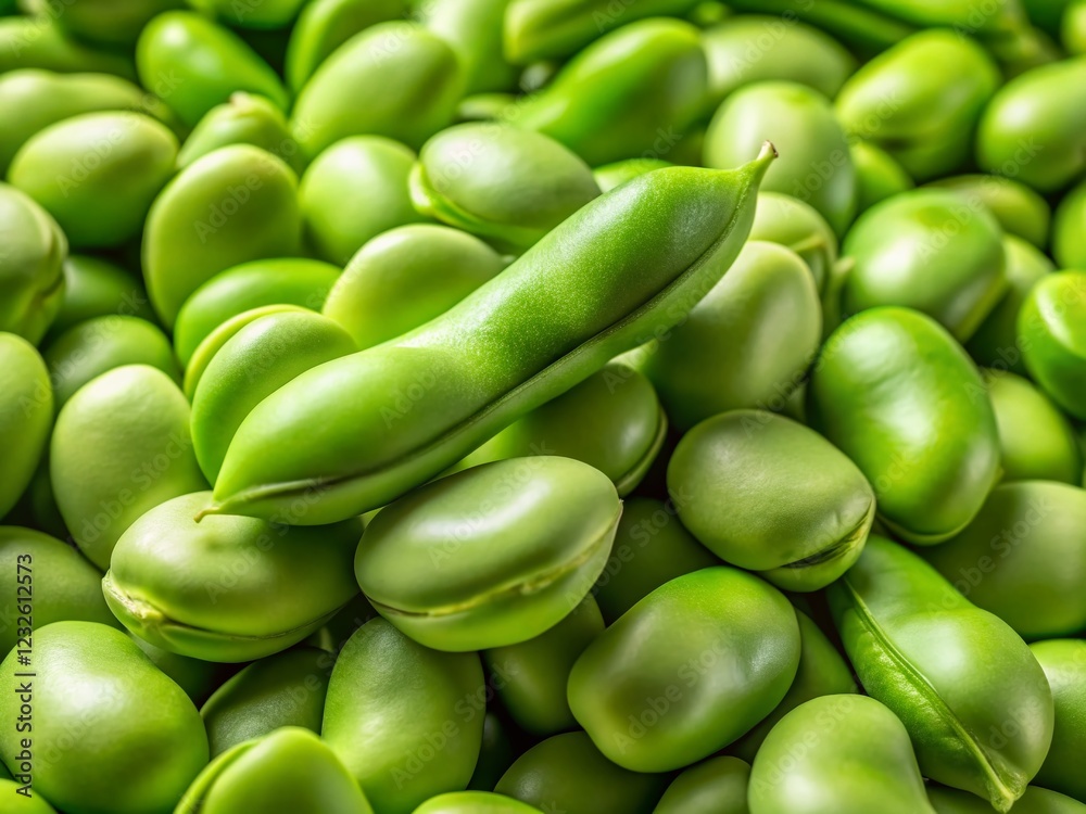 Minimalist Still Life: Fresh Broad Beans on White Background Minimalist Still Life: Fresh Broad Beans on White Background
