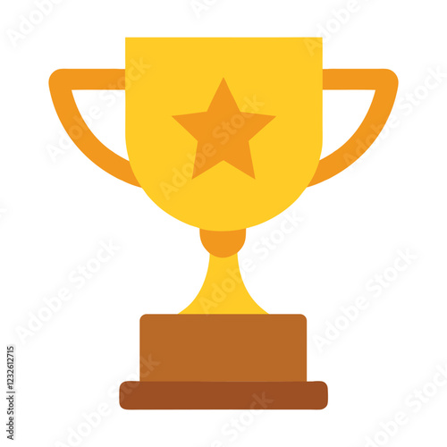 Golden trophy cup with a star vector illustration on a white background