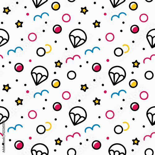 Colorful parachute pattern design, textile print, background, seamless repeat
