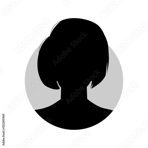 Vector flat illustration in black color. Icons of man and woman. Avatar, user profile, person icon, profile picture. Suitable for social media profiles, icons, screensavers and as a template.