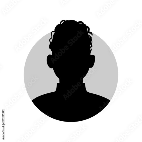 Vector flat illustration in black color. Icons of man and woman. Avatar, user profile, person icon, profile picture. Suitable for social media profiles, icons, screensavers and as a template.