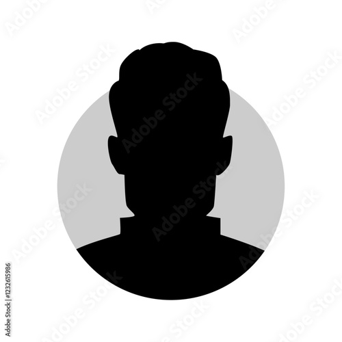 Vector flat illustration in black color. Icons of man and woman. Avatar, user profile, person icon, profile picture. Suitable for social media profiles, icons, screensavers and as a template.