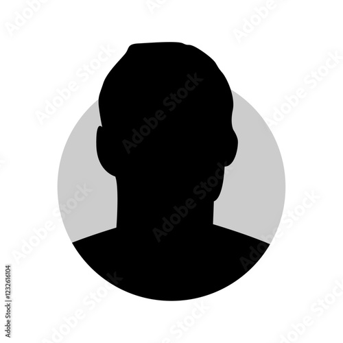 Vector flat illustration in black color. Icons of man and woman. Avatar, user profile, person icon, profile picture. Suitable for social media profiles, icons, screensavers and as a template.