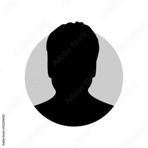 Vector flat illustration in black color. Icons of man and woman. Avatar, user profile, person icon, profile picture. Suitable for social media profiles, icons, screensavers and as a template.