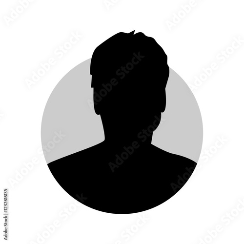 Vector flat illustration in black color. Icons of man and woman. Avatar, user profile, person icon, profile picture. Suitable for social media profiles, icons, screensavers and as a template.