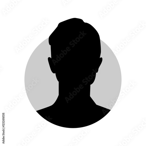 Vector flat illustration in black color. Icons of man and woman. Avatar, user profile, person icon, profile picture. Suitable for social media profiles, icons, screensavers and as a template.