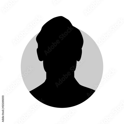 Vector flat illustration in black color. Icons of man and woman. Avatar, user profile, person icon, profile picture. Suitable for social media profiles, icons, screensavers and as a template.