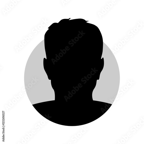 Vector flat illustration in black color. Icons of man and woman. Avatar, user profile, person icon, profile picture. Suitable for social media profiles, icons, screensavers and as a template.