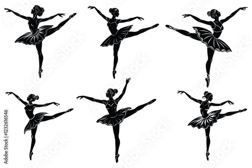 a ballet dancer in an elegant arabesque pose grac vector art  silhouette