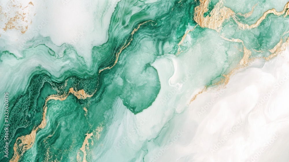 Elegant green and white marble texture with gold veins, creating a luxurious and abstract natural pattern. Copy space Elegant green and white marble texture with gold veins, creating a luxurious and abstract natural pattern. Copy space