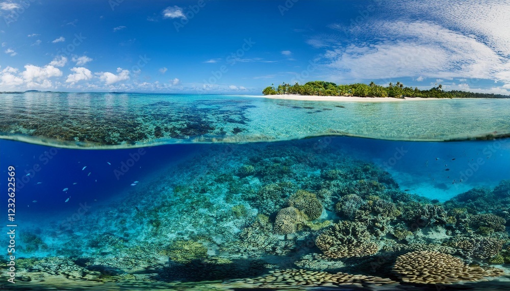 Fototapeta premium tropical island with water Panorama Ocean 
