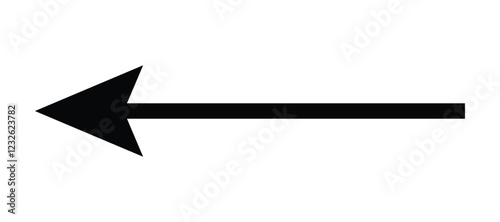 Black arrow pointing left. Arrow shape element