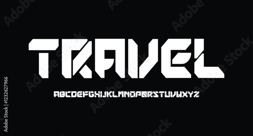 Travel, Modern Bold Font. Regular Italic Number Typography urban style alphabet fonts for fashion, sport, technology, digital, movie, logo design, vector illustration
