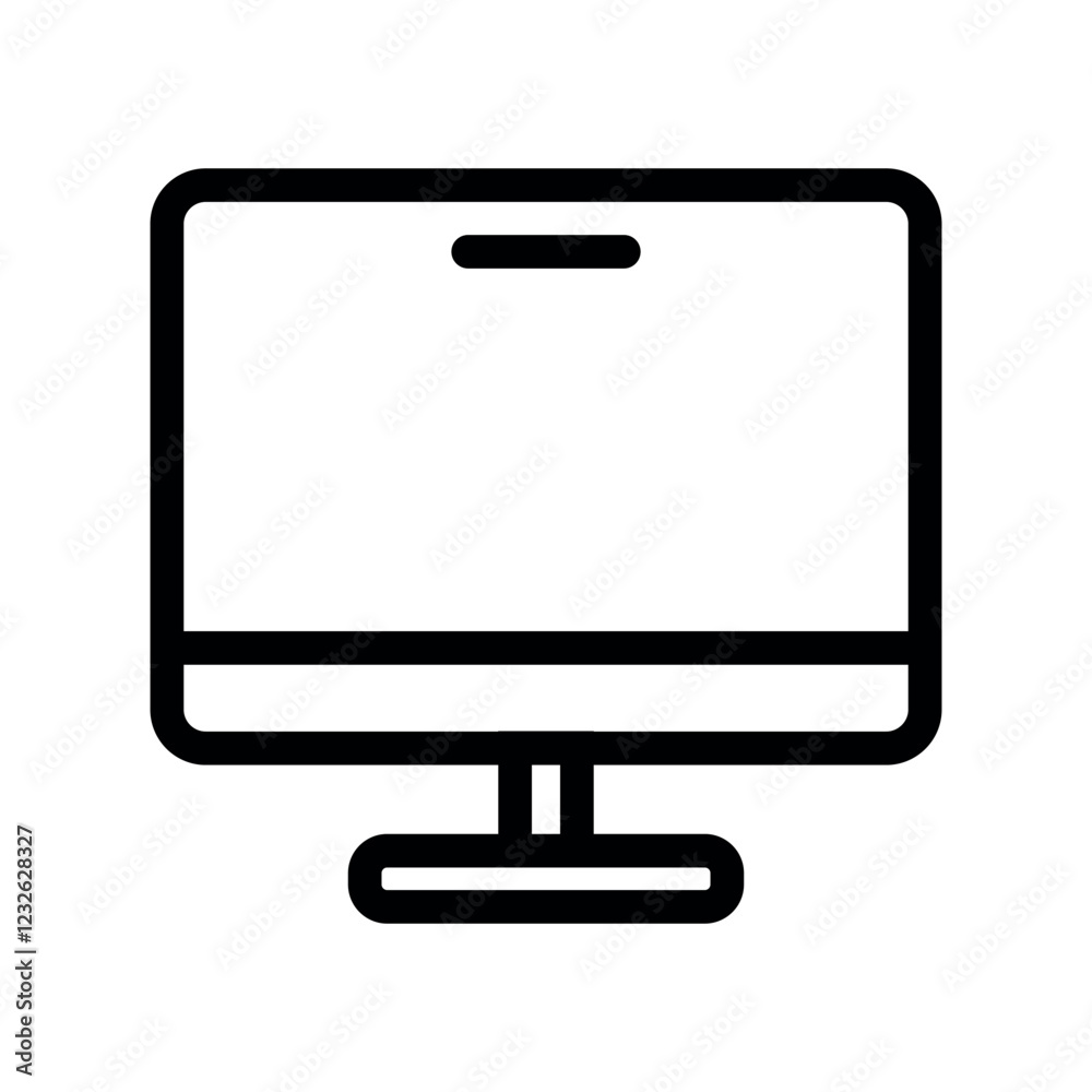 Computer monitor outline icon, linear style PC monitor icon vector in trendy flat style illustration isolated on white background. Computer monitor outline icon, linear style PC monitor icon vector in trendy flat style illustration isolated on white background.