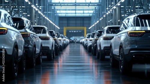 Wallpaper Mural Factory car assembly line, production process, indoor, vehicles Torontodigital.ca