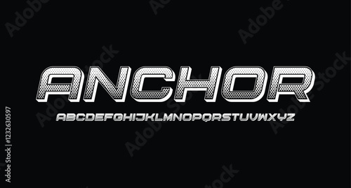 Anchor, Modern Bold Font. Regular Italic Number Typography urban style alphabet fonts for fashion, sport, technology, digital, movie, logo design, vector illustration
