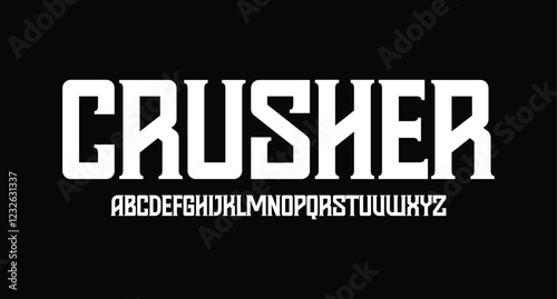 Crusher, Modern Bold Font. Regular Italic Number Typography urban style alphabet fonts for fashion, sport, technology, digital, movie, logo design, vector illustration

