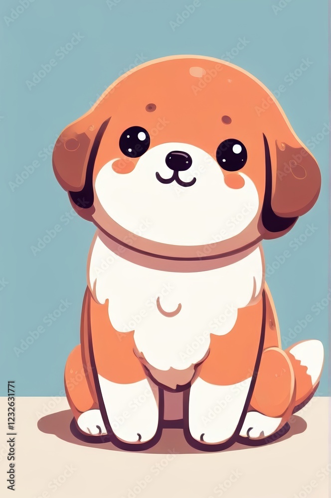 Obraz premium there is a cartoon dog sitting on the floor with a blue background