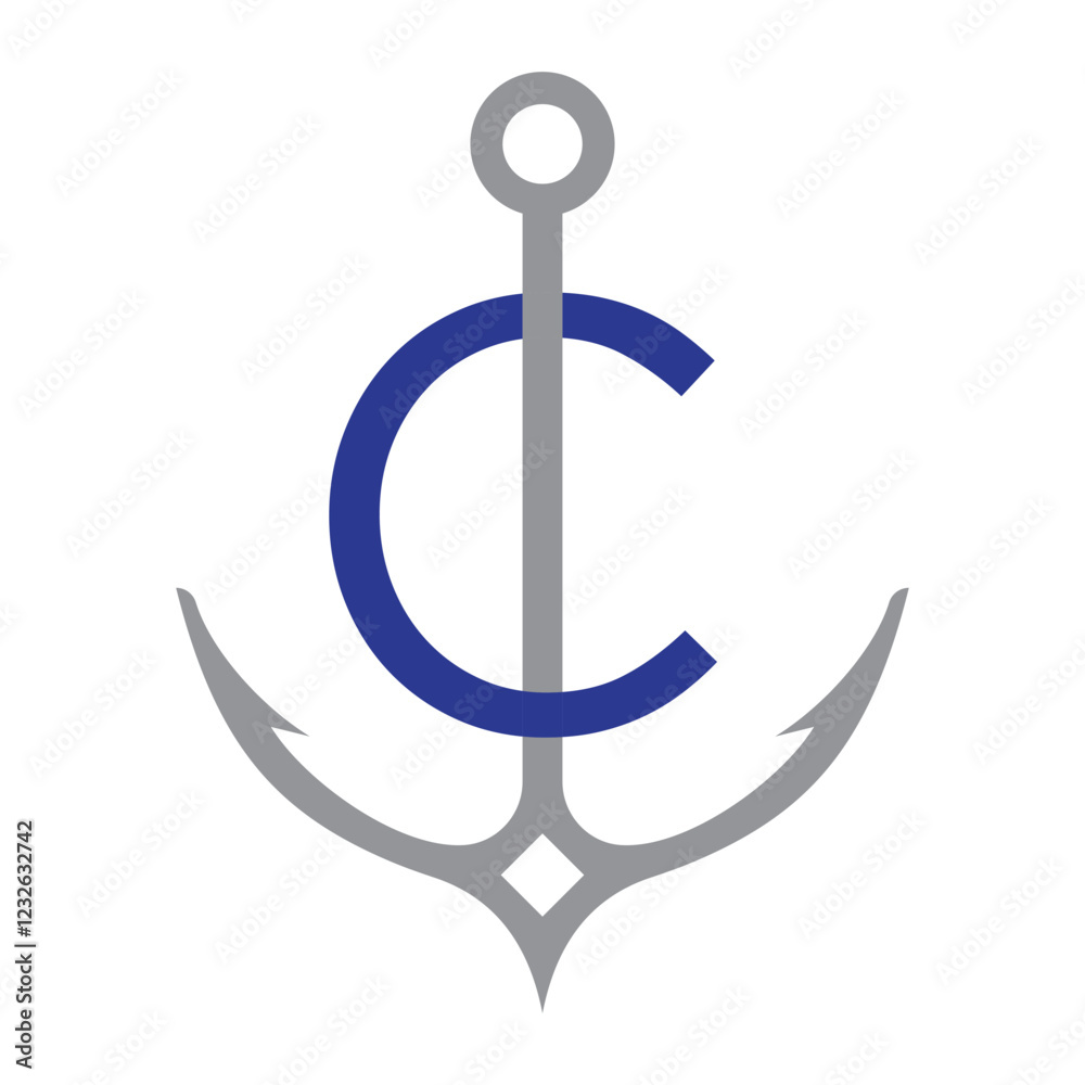 Initial Letter C Anchor Logo Design Concept For Boat, Ship, Yacht, Nautical Transport Symbol Initial Letter C Anchor Logo Design Concept For Boat, Ship, Yacht, Nautical Transport Symbol