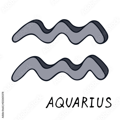 Hand drawn aquarius zodiac sign Esoteric symbol doodle Astrology clipart Element for design