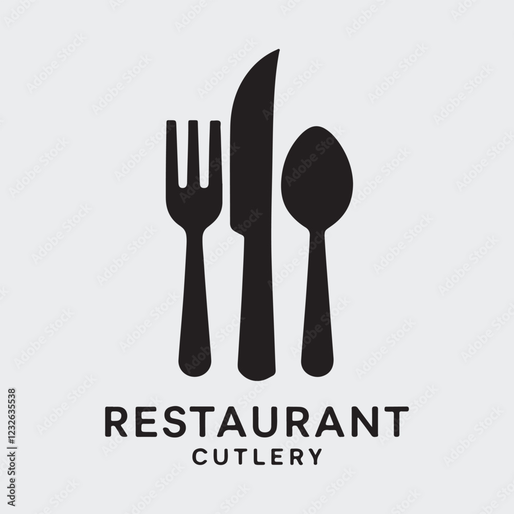 Cutlery Set Silhouette restaurant logo Cutlery Set Silhouette restaurant logo