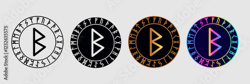 Scandinavian rune Berkana in different design variations.