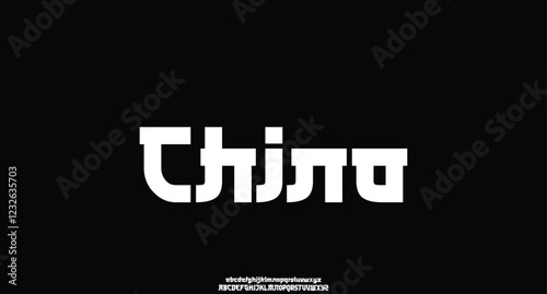 Perfect Asian Japanese modern style vector type font. Typography of Japanese or Chinese modern type fonts

