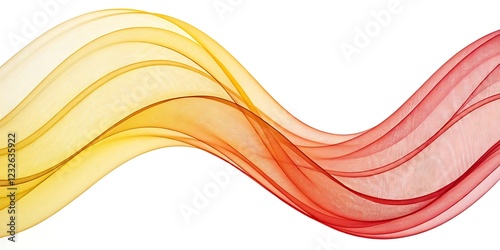 abstract yellow red gradient smooth wave isolated on white background