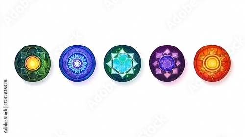 Chakras Healing Reiki Energy Flat Vector for Spiritual Websites, Yoga Studios, Wellness Centers