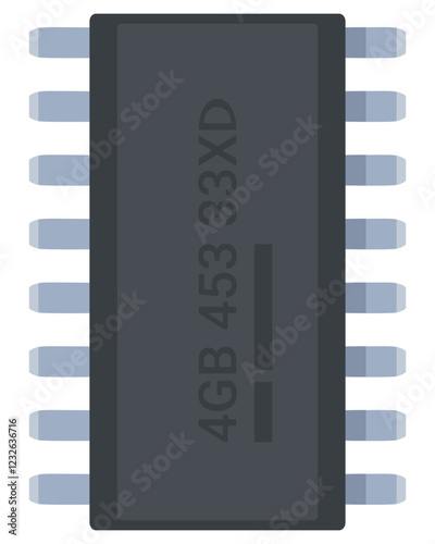 Memory chip in flat design style (cut out)