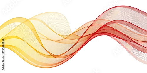 abstract yellow red gradient smooth wave isolated on white background