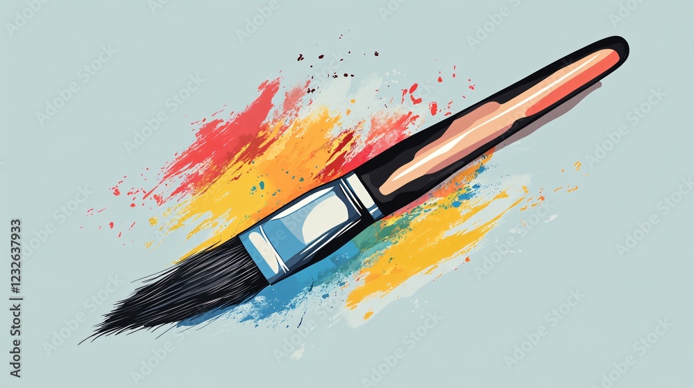 Obraz premium Professional Color Paintbrush Painter Tool Vector Illustration for Designers and Artists
