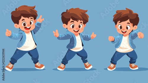 Dynamic Young Boy Dancing Flat Vector Illustration for Creatives